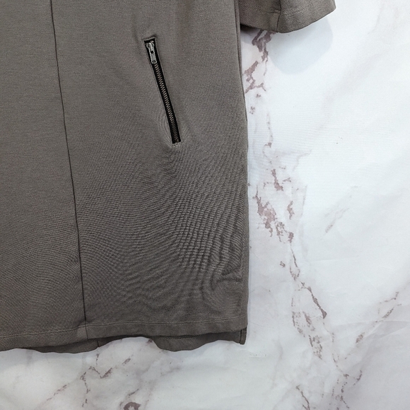 Komorov Dress Womens XS Tunic Brown Half Short Sleeve Mini Mock Zip Neck Pocket - Picture 4 of 13